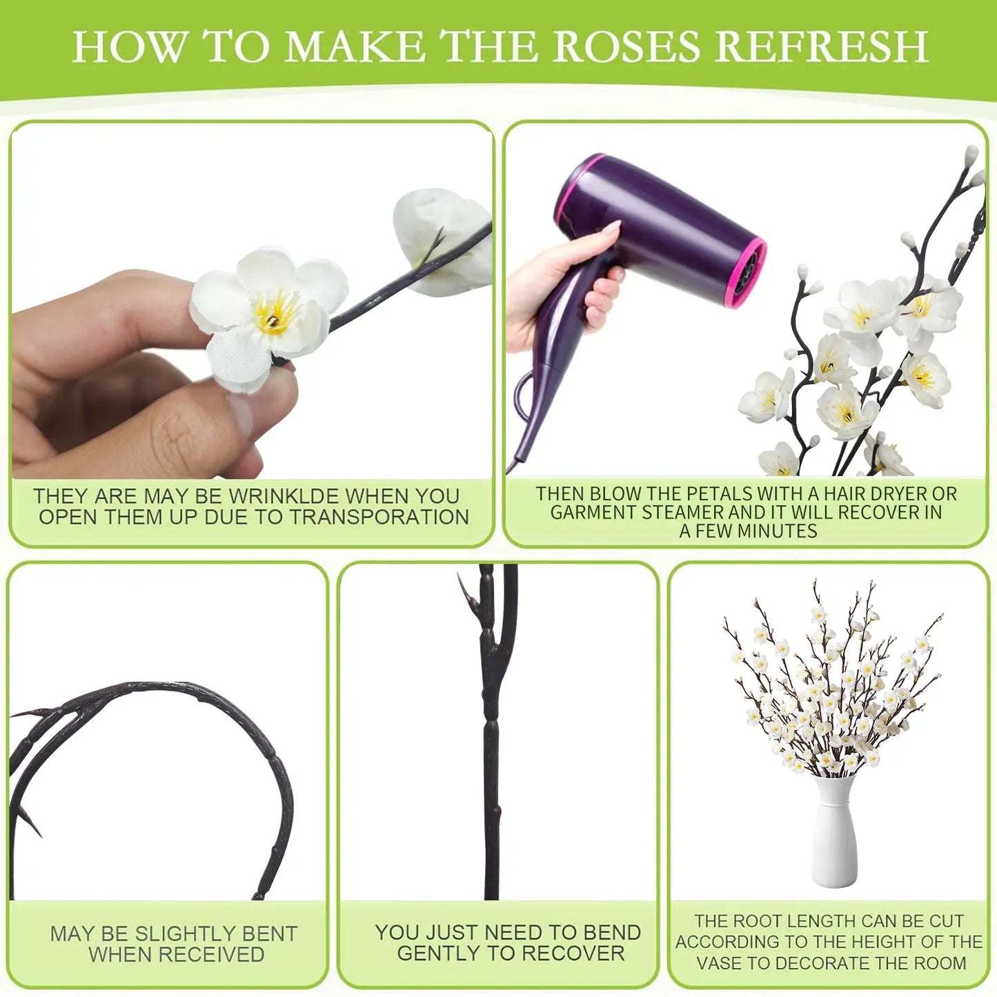 🌸 Artificial Plum Blossom Branches – Realistic Silk Flower Decor