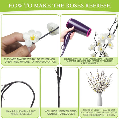 🌸 Artificial Plum Blossom Branches – Realistic Silk Flower Decor