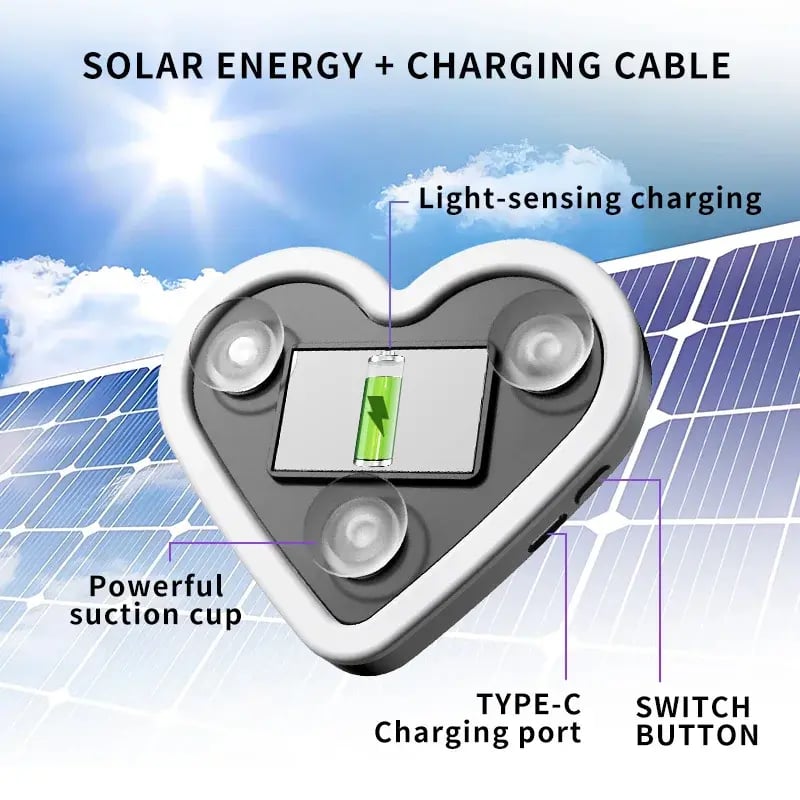 🔥🔥 Solar Powered Wireless LED Heart Shape C-Pillar Neon Light🥳BUY 2 GET 10% OFF