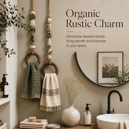✨Decorative Beaded Towel Hanger with Wooden Ring(📦Buy 2 Free Shipping)
