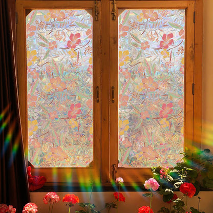 💐Colorful flowers, dazzling sunlight, double-sided visible glass decorative wall stickers