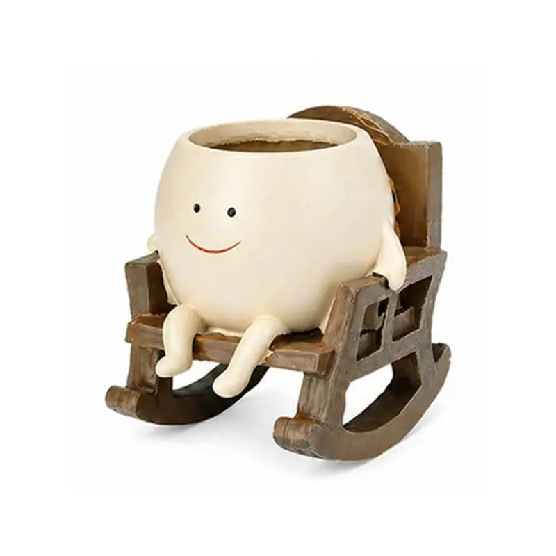 Cartoon Chair Design Resin Vases with Drain Hole