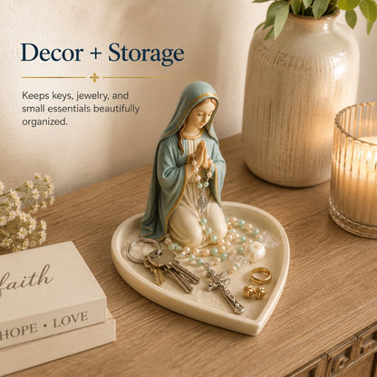 ✝️ HOT SALE 50% OFF - Graceful Faith Virgin Mary Ceramic Rosary Holder Keepsake Tray