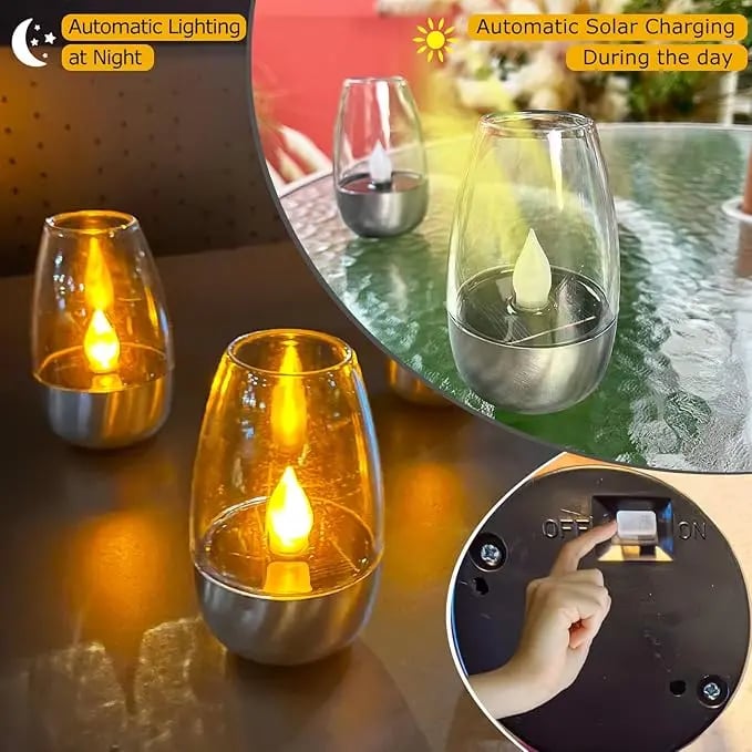 🥳6Pack Solar Power Tea Lights Outdoor Flameless Flicker