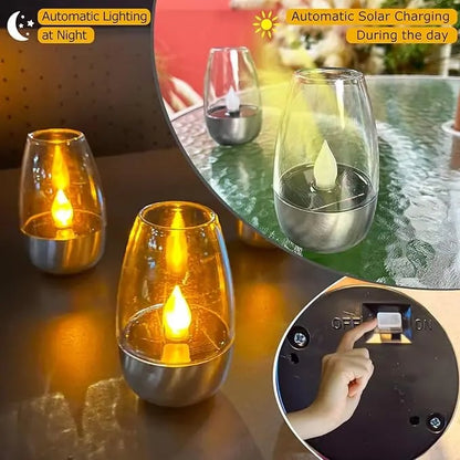 🥳6Pack Solar Power Tea Lights Outdoor Flameless Flicker