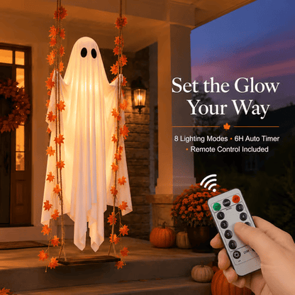🔥Last Day 49% OFF - 71'' Spooky Hanging Ghost Porch Swing Ornament