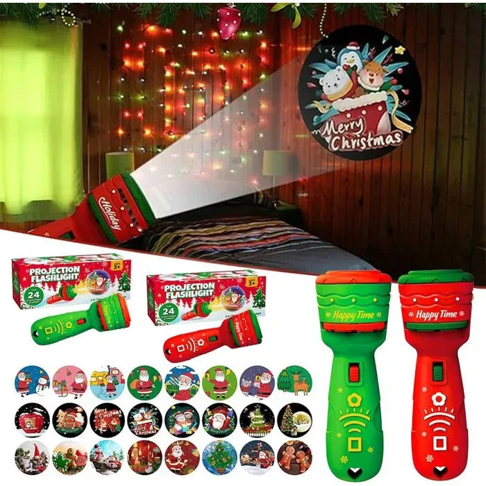 🔥HOT SALE 49% OFF -🎃👻Kids Halloween Christmas Projection Flashlight Toy – Create Magical Bedtime Stories With 24 Festive Light Slides