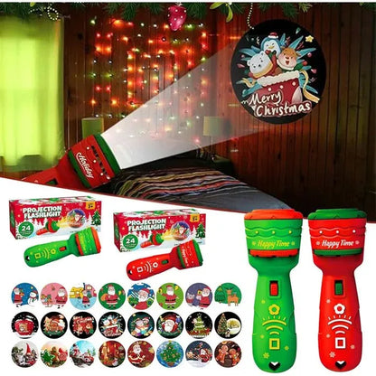 🔥HOT SALE 49% OFF -🎃👻Kids Halloween Christmas Projection Flashlight Toy – Create Magical Bedtime Stories With 24 Festive Light Slides