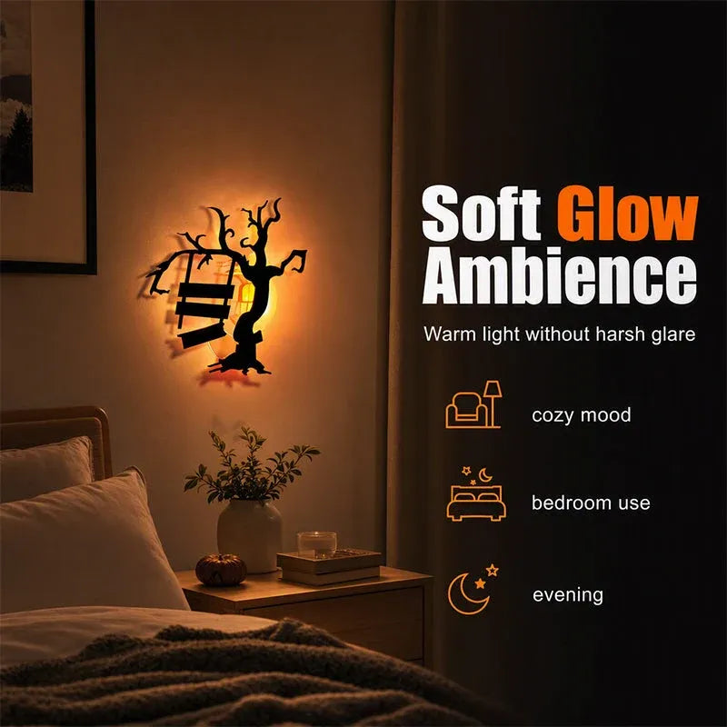 🎃 Halloween LED Silhouette Wall Light Stickers – Spooky Glow Made Easy! 👻✨