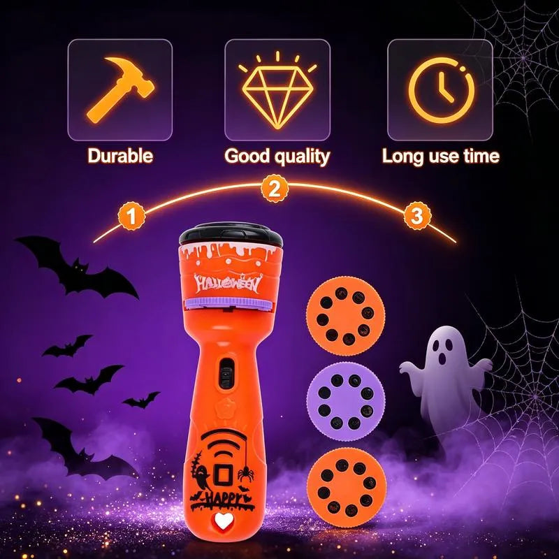 🔥HOT SALE 49% OFF -🎃👻Kids Halloween Christmas Projection Flashlight Toy – Create Magical Bedtime Stories With 24 Festive Light Slides