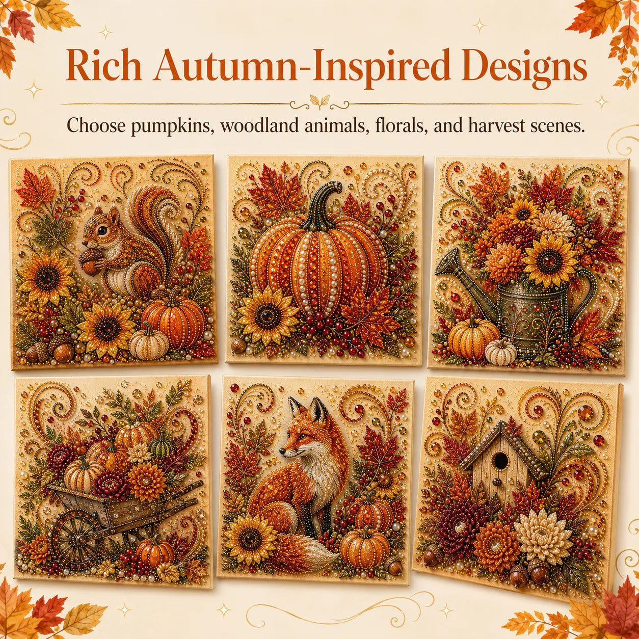 🔥🍂✨Autumn Pearl Painting Kit - Relaxing DIY Craft to Create Sparkling Fall Artwork