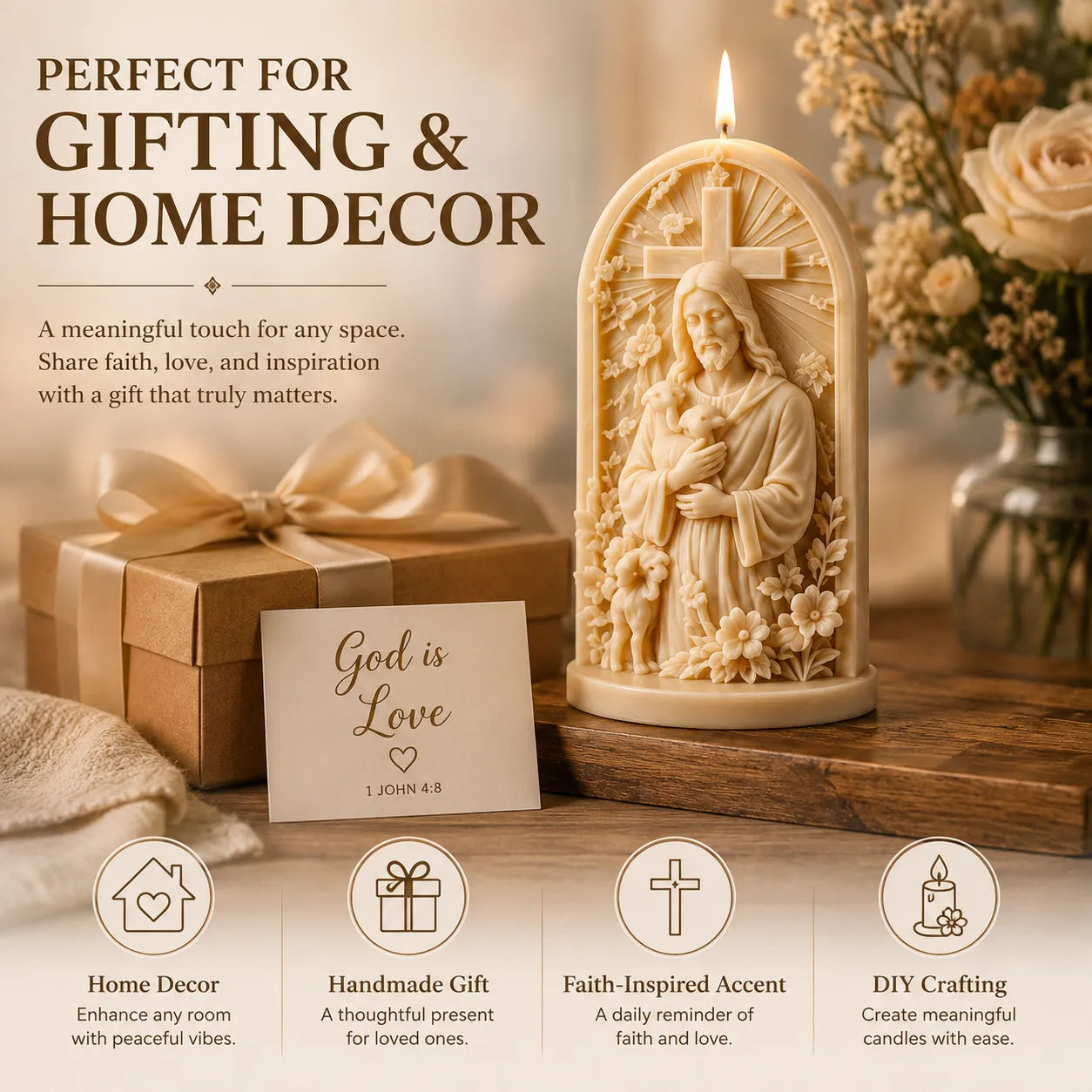 ⏳49% OFF – ✝️ Good Shepherd Jesus 3D Candle Mold Set