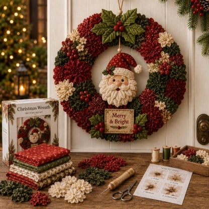 Free Shipping🎉49%OFF🎄 3D Fabric Poke Wreath DIY Kit