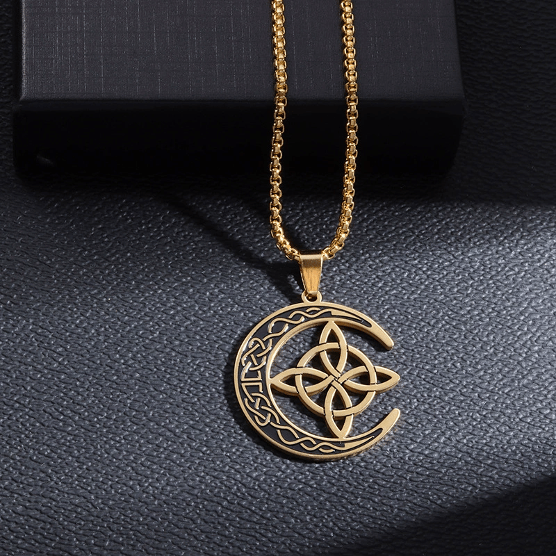 🥳🥳Celtic Knot Crescent Steel Pendant Necklace 🔥🔥Buy 2 Get 1 Free