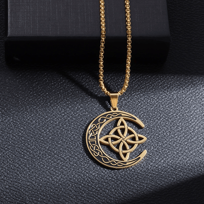 🥳🥳Celtic Knot Crescent Steel Pendant Necklace 🔥🔥Buy 2 Get 1 Free