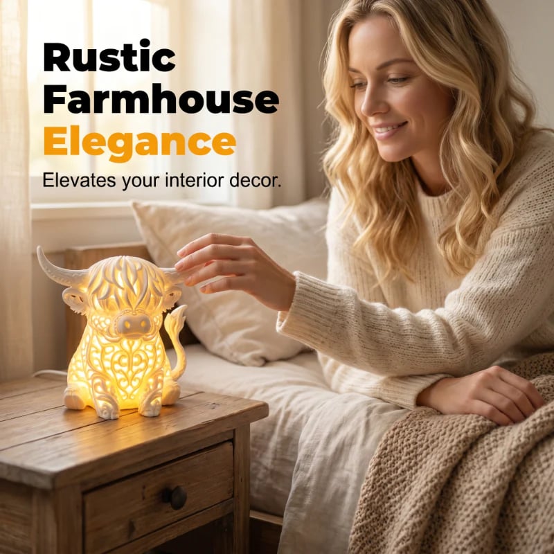 Warm Glow Highland Cow Table Lamp