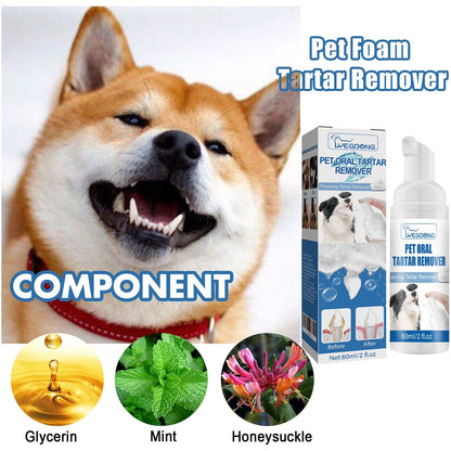 🐶Foam for removing tartar from pet teeth – Fresh breath & healthy teeth, no brushing required!🦷
