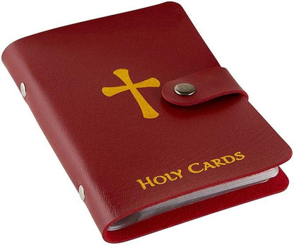 ✝️ Catholic Genuine Leather Holy Card Holder – Pocket Prayer Card Organizer with Snap Closure