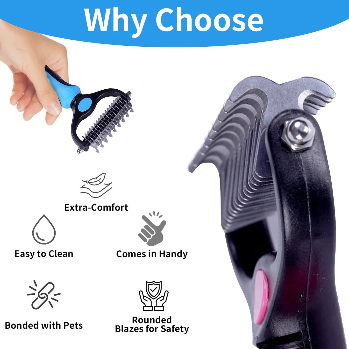 🐾 Double-Sided Deshedding Pet Brush – Dual-Sided, Ergonomic & Gentle for Dogs & Cats 🐶