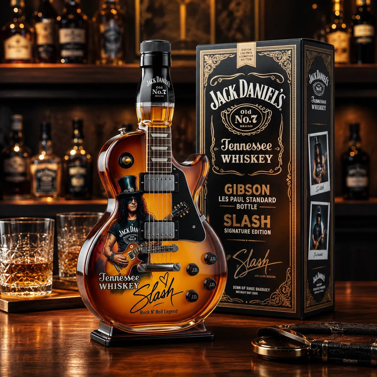 🎁 49% OFF – 👨‍🎤🤘Appetite for Rock: Vintage Sunburst Guitar Figurine Spirit Bottle🎸✨