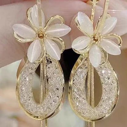 📢📢49% OFF !! ⏰Elegant Flower Tassel Dangle Earrings