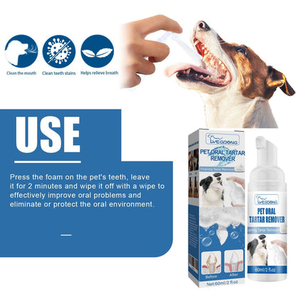 🐶Foam for removing tartar from pet teeth – Fresh breath & healthy teeth, no brushing required!🦷