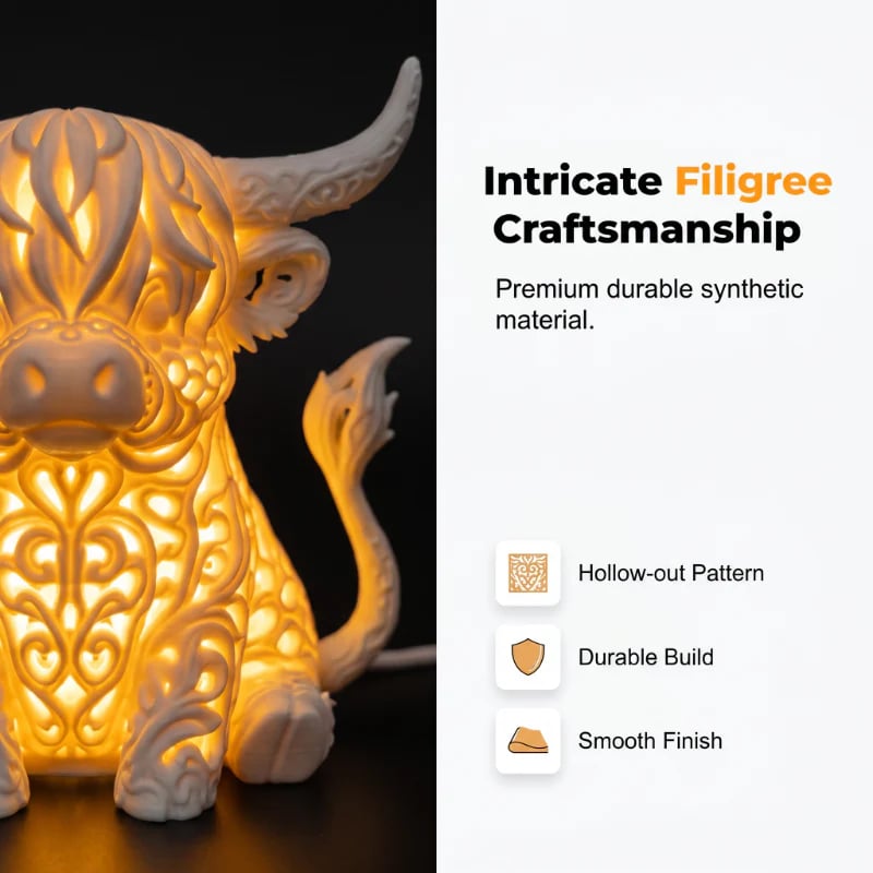 Warm Glow Highland Cow Table Lamp