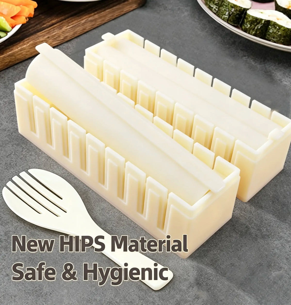 DIY Non-Stick Sushi Maker Mold Set with Cutting Groove – HIPS One-Press Sushi Making Kit