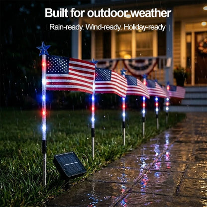 🔥Last Day: 50% OFF🔥8 Solar American Flag Pathway Lights – Red, White & Blue Yard Glow for 250th Independence Celebration 🇺🇸✨