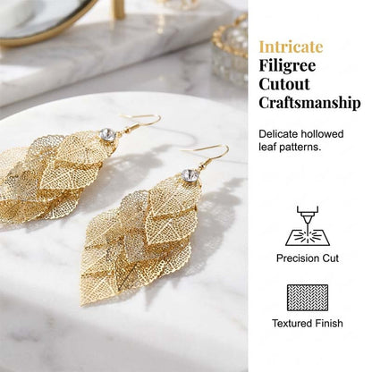 🎁2026 New Arrivals💥Women's Elegant Cascading Hollow Leaf Earrings👂🍃