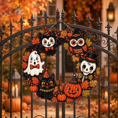 🎃 Hand-Carved 3D Halloween Wooden Door Hanger 👻