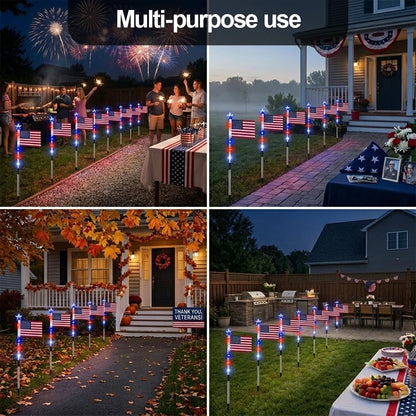 🔥Last Day: 50% OFF🔥8 Solar American Flag Pathway Lights – Red, White & Blue Yard Glow for 250th Independence Celebration 🇺🇸✨