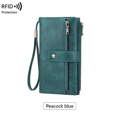 Women's RFID Leather Long Wallet - Stylish Clutch👛