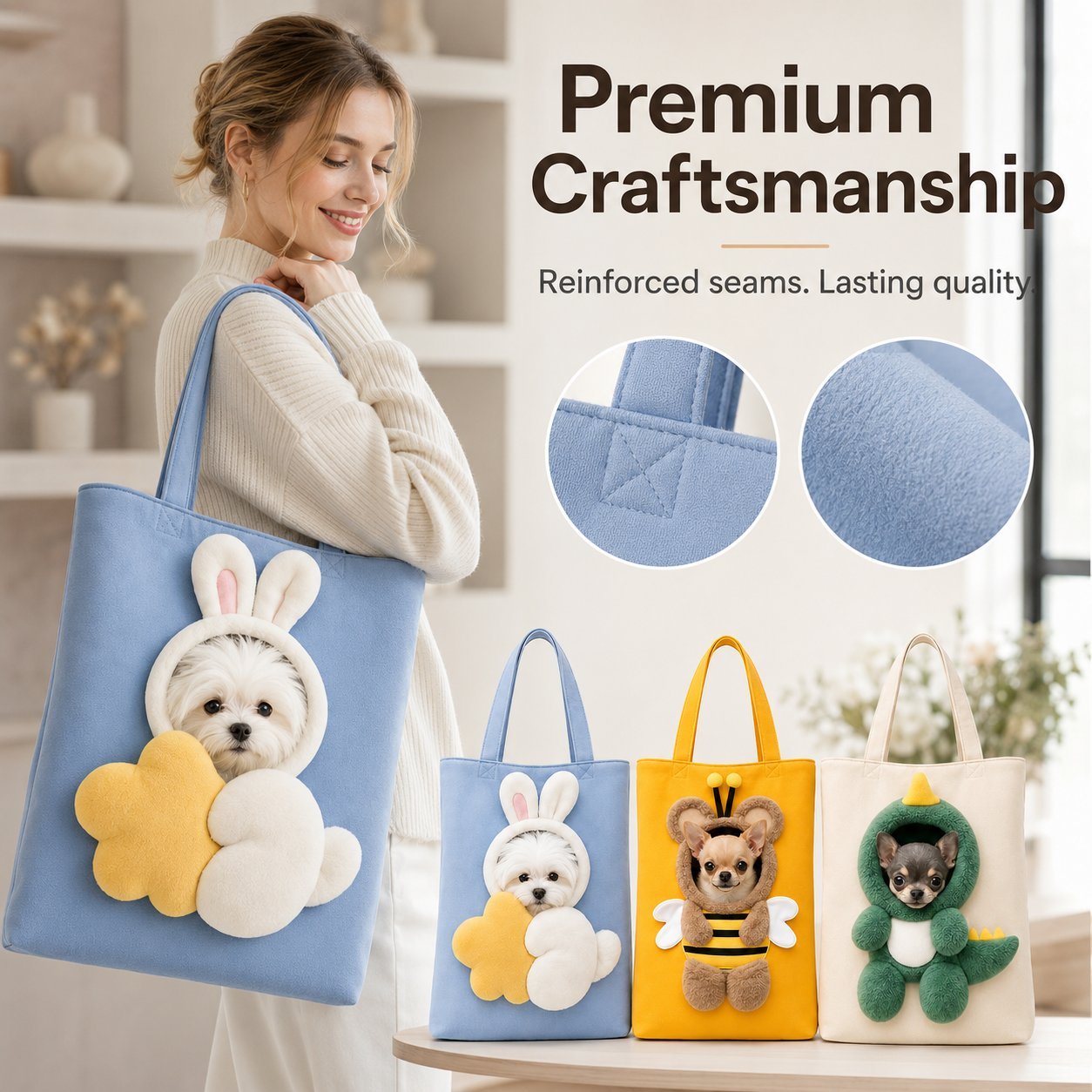 49% OFF | 🐶 💕Cute Pet Carrier Tote Bag - Adorable Small Dog & Cat Travel Bag with Safety Clip🐾