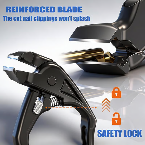 Stainless steel nail clippers with a splash guard – wide opening design for easy trimming of ingrown nails and pedicures ✂️👣