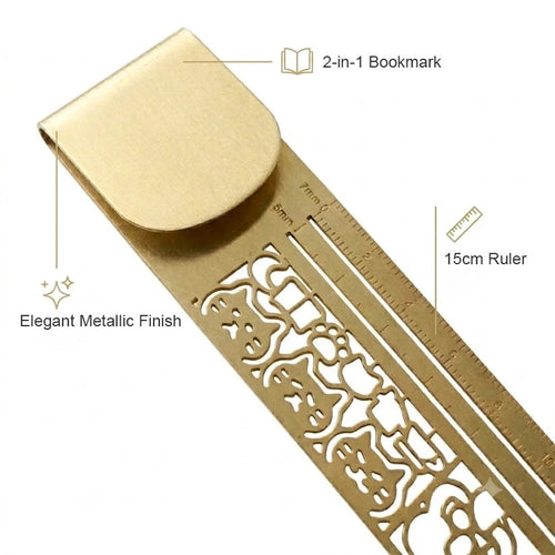 🔥 HOT SALE 🔥🐱📏Cute Hollow Cat 2-in-1 Metal Bookmark Ruler