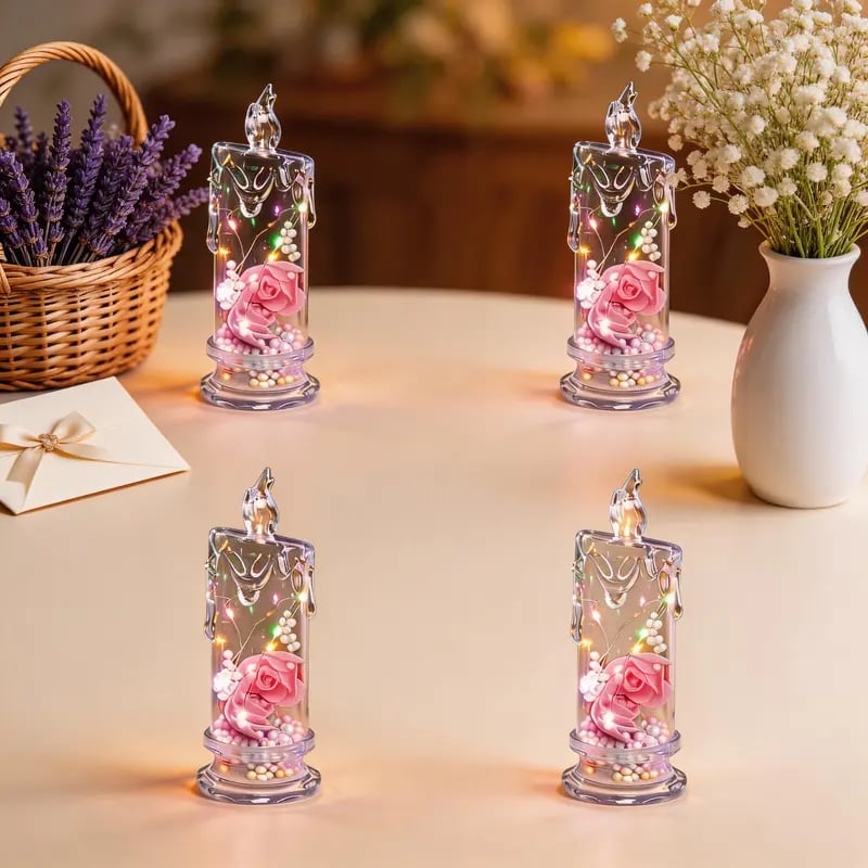 Buy 1 Get 1 Free🌹Realistic Rose Candle Lights — Battery-Powered, Smoke-Free LED Roses for Home Decor, Weddings, Parties & Gifts ✨