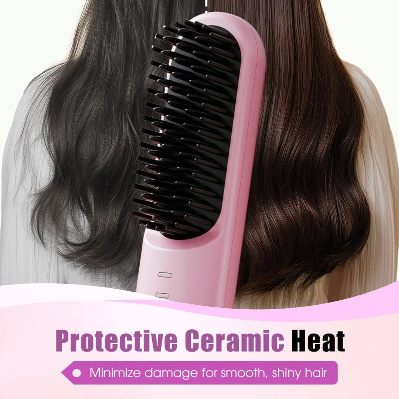 📢📢49% OFF !! ⏰ Cordless Ceramic Hair Straightening Brush