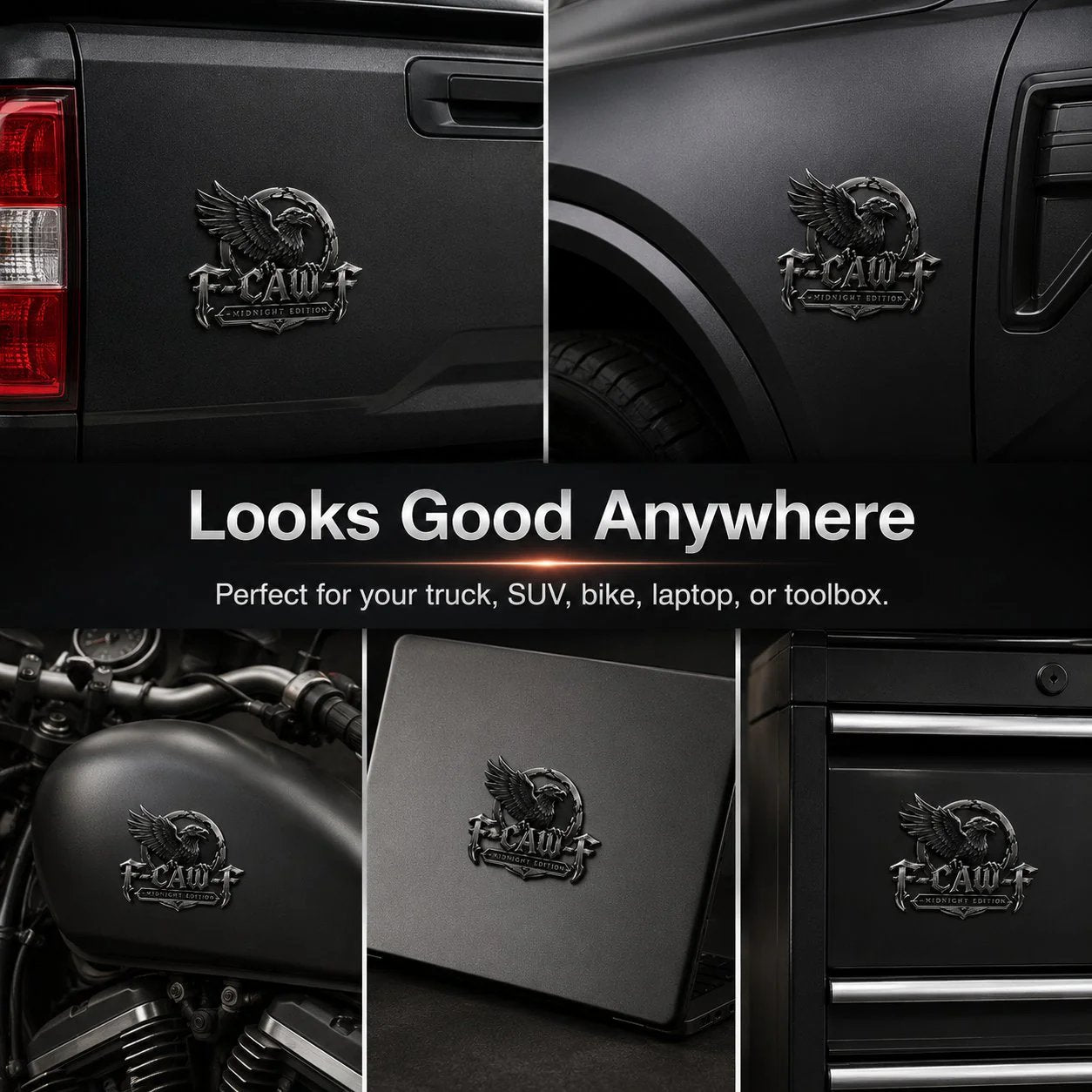 🦅 F-CAW-F Midnight Edition Metal Emblem - Premium Raven Badge For Drivers With Attitude