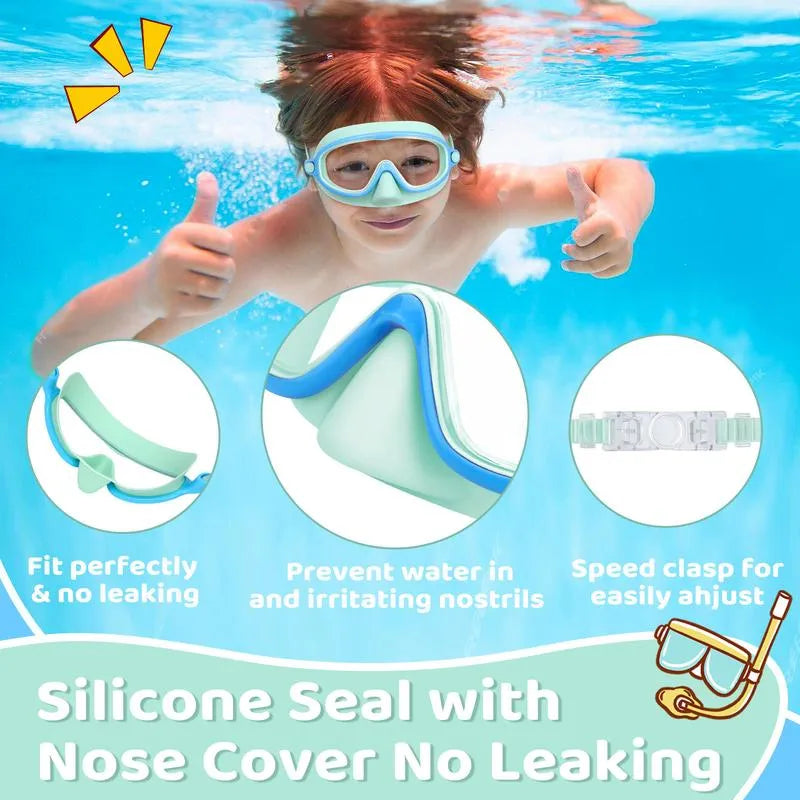 🏊‍♀️Buy 1 Get 1 Free🏊‍♀️-HD children's large frame waterproof and anti-fog swimming goggles