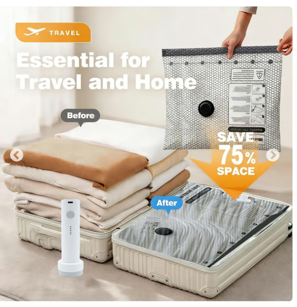 🧳 Hot Selling Vacuum Compression Bags | Travel Essentials for Space Saving