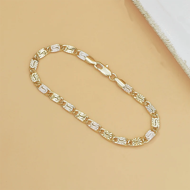 💎 Unisex Tri-Color Link Bracelet – Gold/Rose/Silver, Faceted Cut, Lobster Clasp 🖤