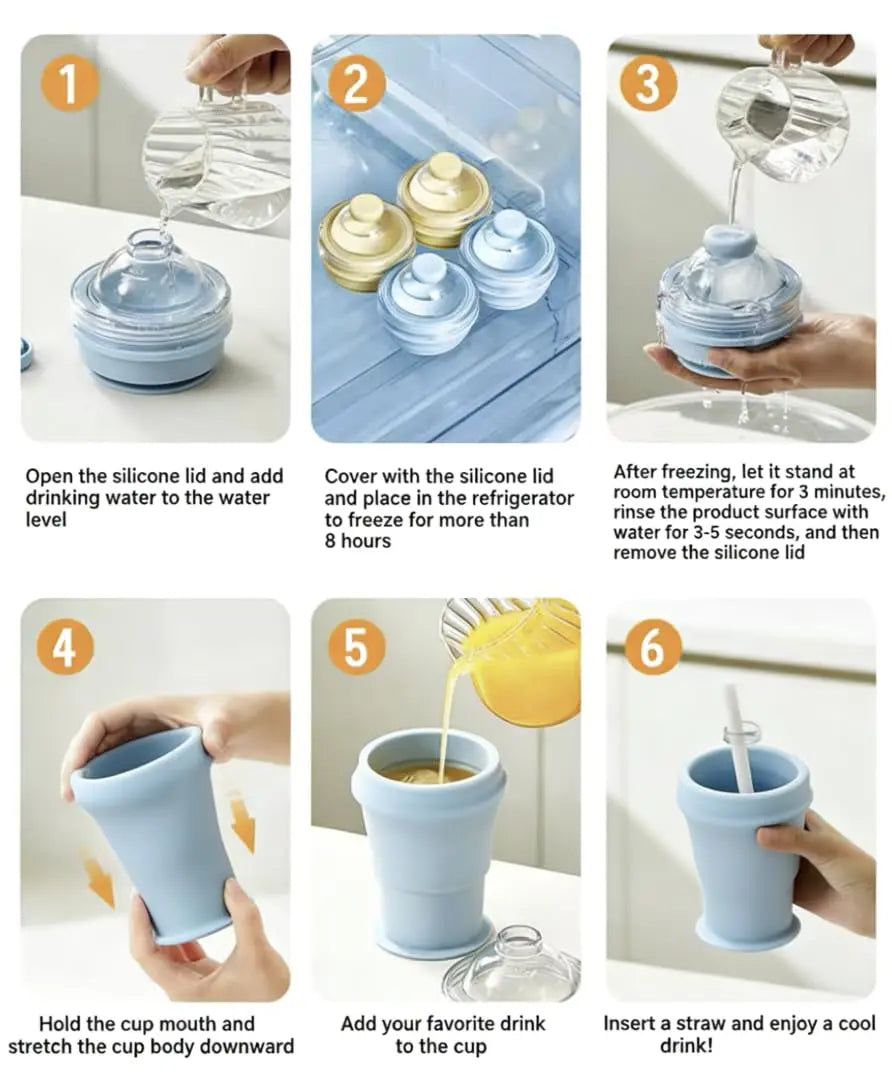 🧊Folding Ice Hockey Cup – Portable Silicone Whiskey Ice Sphere Maker & Drink Cup 🍹
