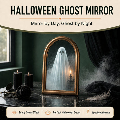 👻 Halloween Ghost Mirror with LED Candlelight Effect 🕯️