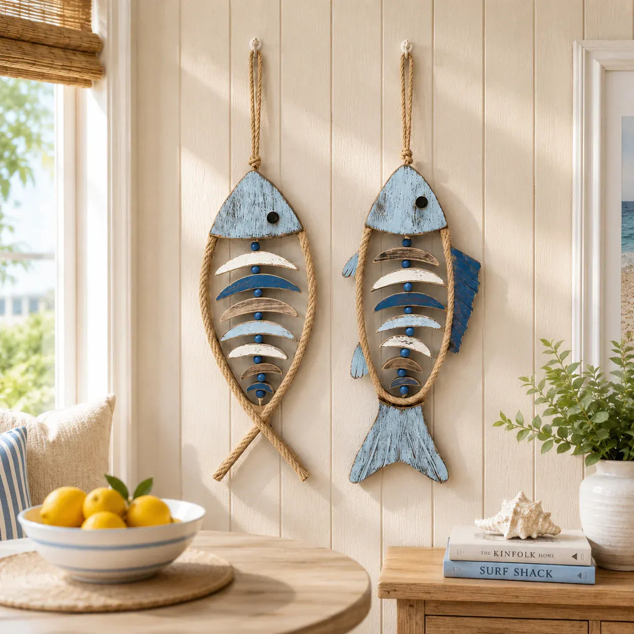 🎉🎉🐟✨ Lighted Coastal Rope Fish Wall Hanging