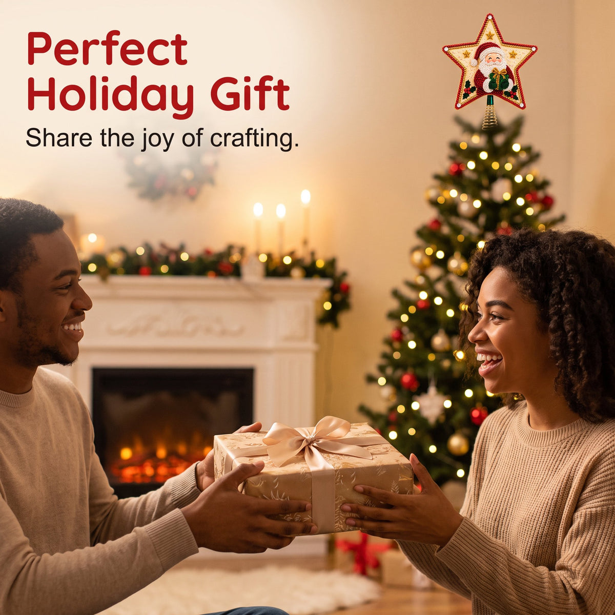 🏆Hot Sale⚡DIY Five-Pointed Star Diamond Painting Christmas Tree Topper