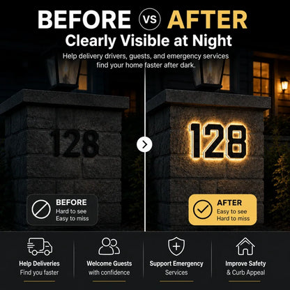 🏡 Solar Lighted House Numbers – Waterproof & Wire-Free