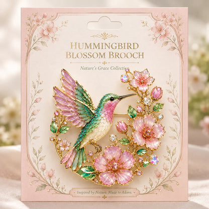 🌸Limited Edition 2026 Hummingbird Blossom Brooch – Elegant Floral Bird Pin Jewelry Gift for Women