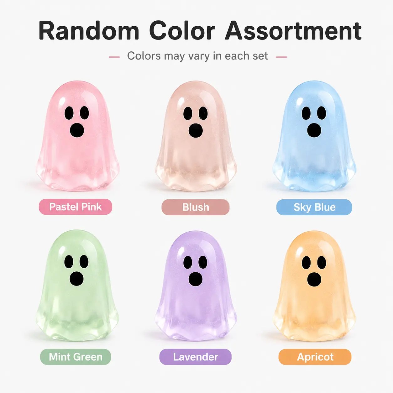 Glow In Dark Cute Ghost Resin Bead Set