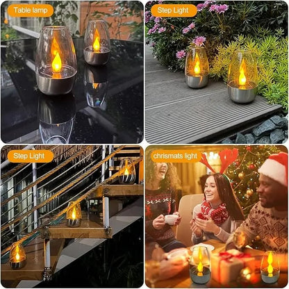 🥳6Pack Solar Power Tea Lights Outdoor Flameless Flicker